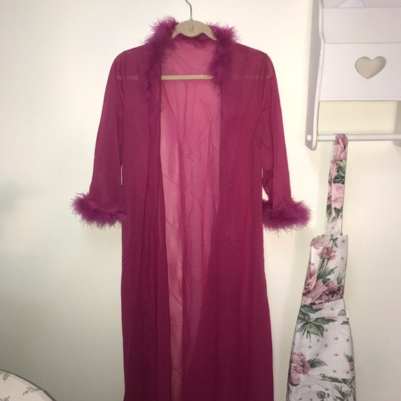Other - Hot Pink Mesh Floor Length Duster/ Housecoat
